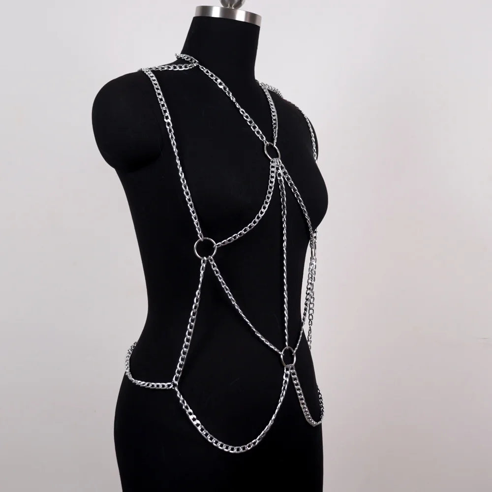 Multi-Layer Metal Body Chain Chest Harness