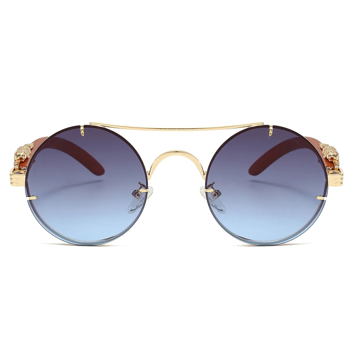 Round Retro Cape Sunglasses Double Bridge