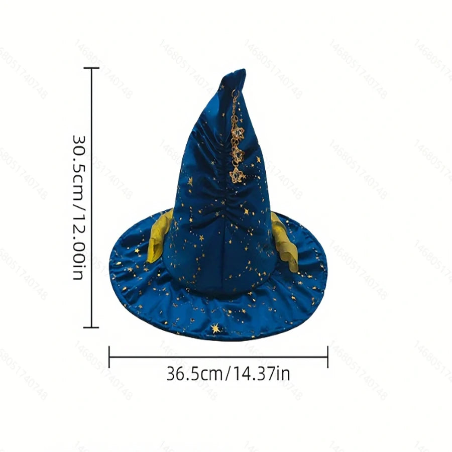 Yellow Bow Star Witch Hat Halloween Costume