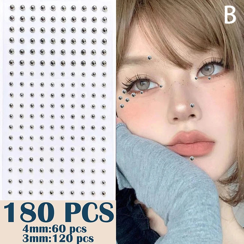 Fake Piercings Face Body Jewellery Stickers Nose Stud Self Adhesive Faux Studs