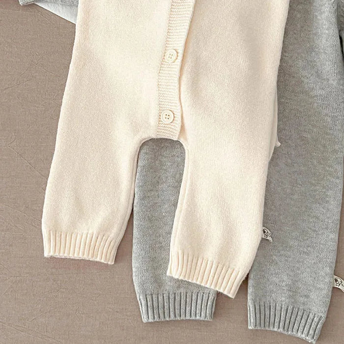 Baby and Toddler Knitted Romper Bear Bunny Ear Hooded Jumpsuits for Boys Girls