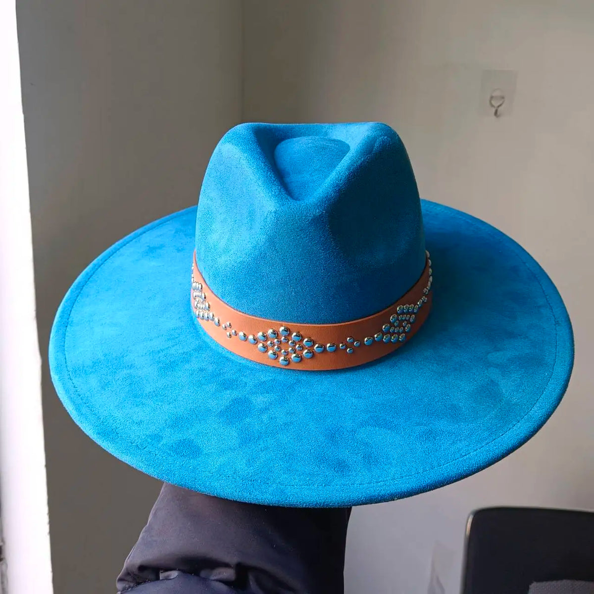 Faux Suede 10cm Wide Brim Fedora Hats