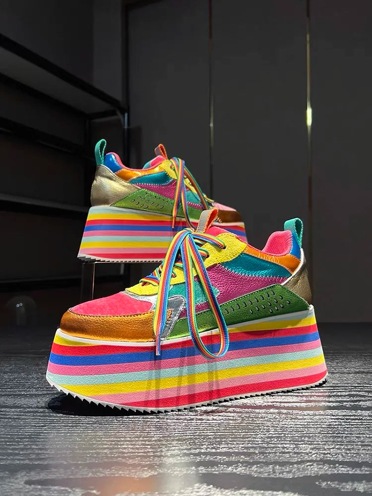 Rosie's Rainbow Sneakers Chunky Platform Shoes
