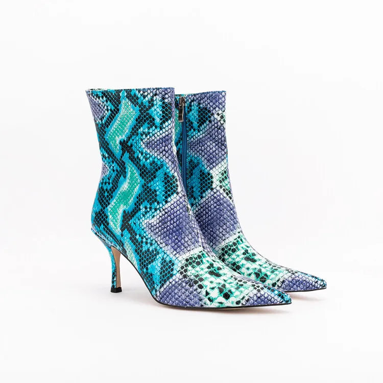Sssseriously Ssssasssy Sssshort Boots Black Red Snake Ankle Boots