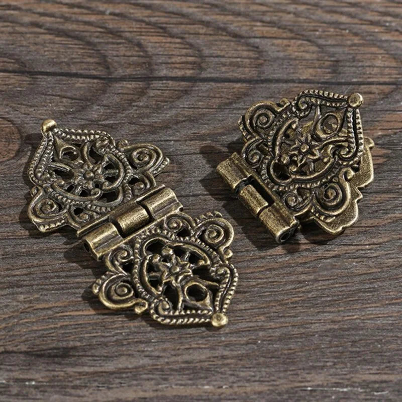 Three Vintage Flower Metal Hinges Furniture Hardware