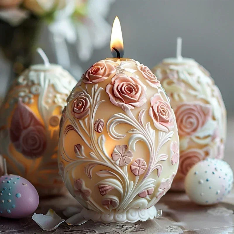 3D Easter Rabbit Relief Egg Silicone Mould Resin Candle Soap Plaster DIY Crafts