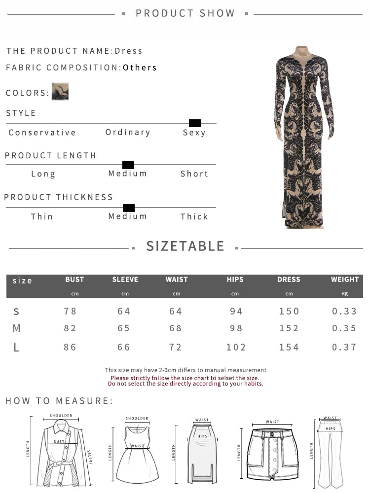 Wild Horses Full Sleeve Long Bodycon Dress Stretch