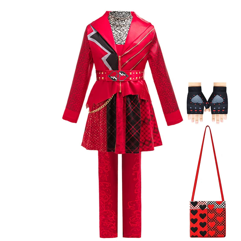Descendants Cosplay Red Pink Chloe Kids Clothes Halloween Book Week Costumes