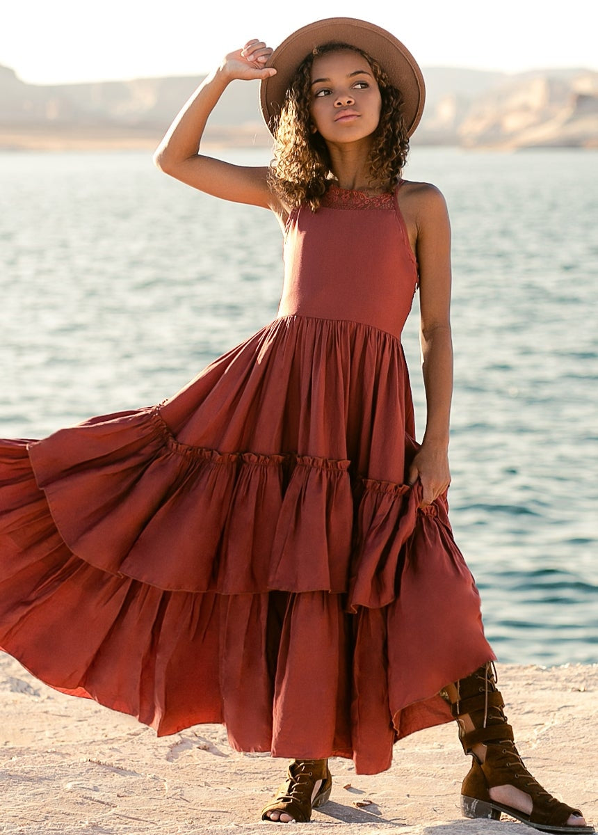 Ruffled Layers Girls Photoshoot Maxi Dresses
