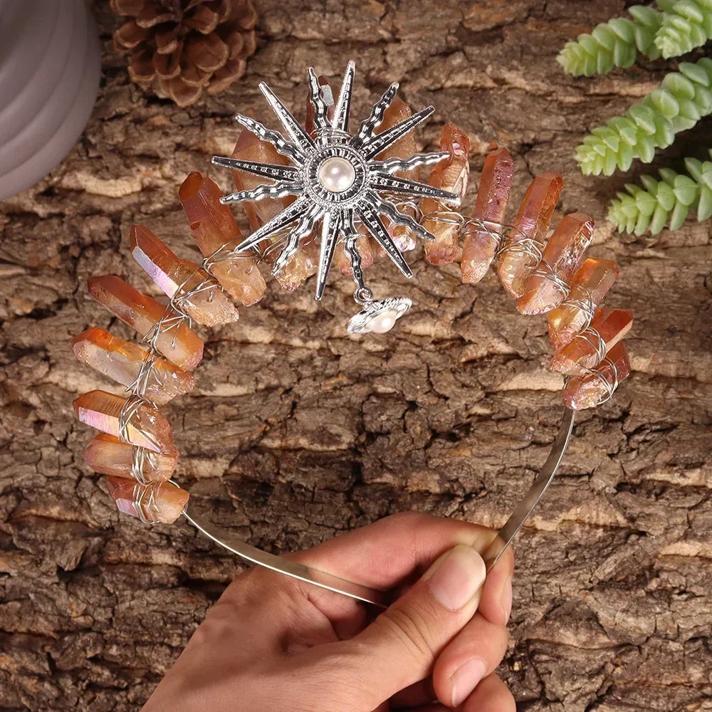 The Sun Goddess Raw Crystal Crown