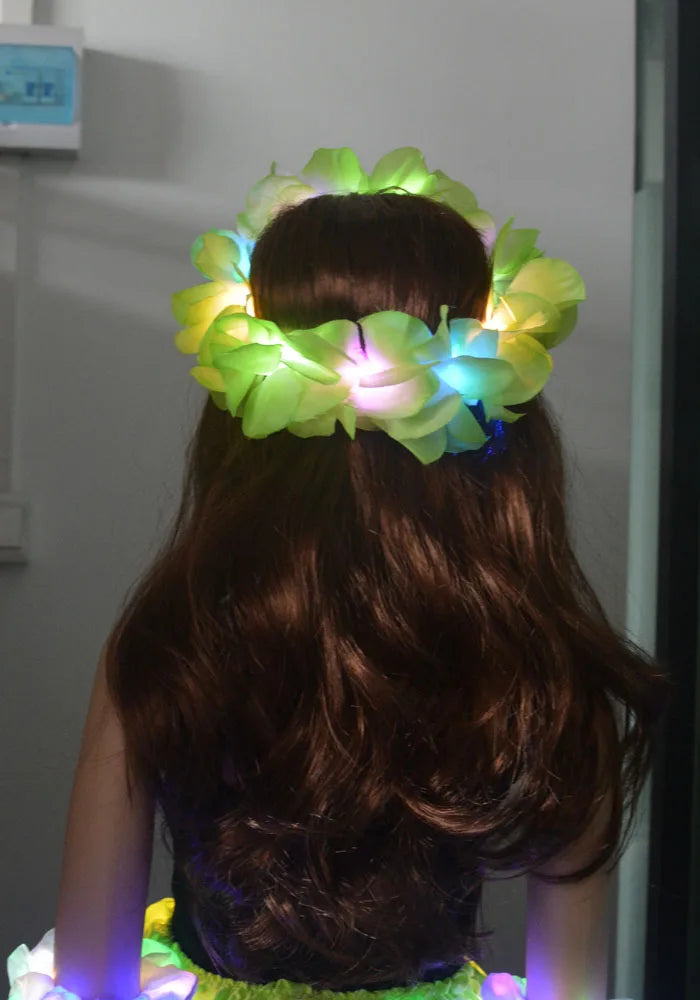 LED Light Up Hawaiian Lei Flower Crown Wreath