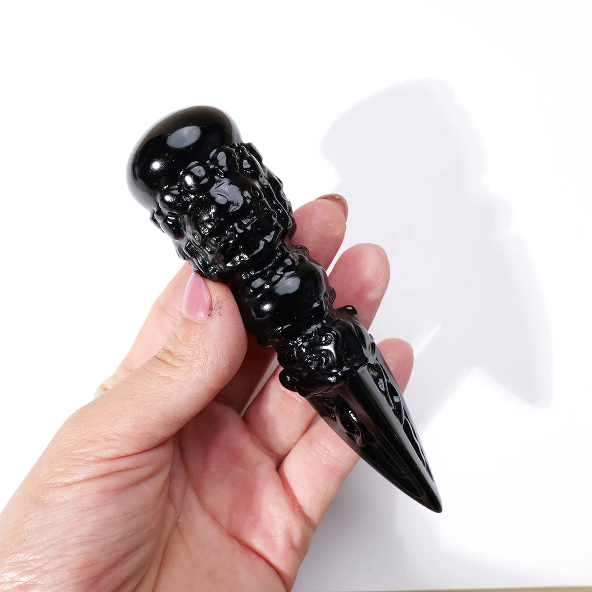1PC Natural Obsidian "Jin Gangchu" Crystal – Healing Stone Feng Shui Divination & Home Decor Ornament
