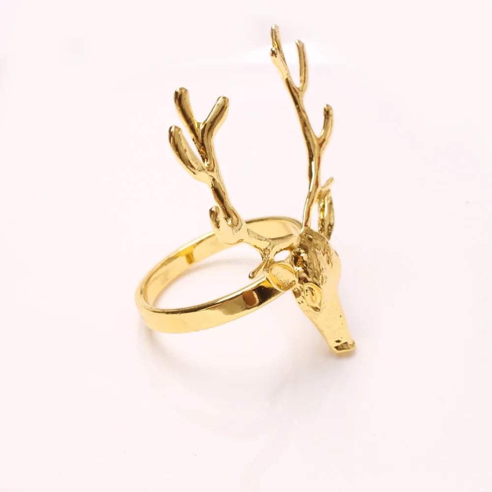 4Pcs Deer Napkin Rings Christmas Elk Head Alloy Xmas Reindeer Dining Table Decor