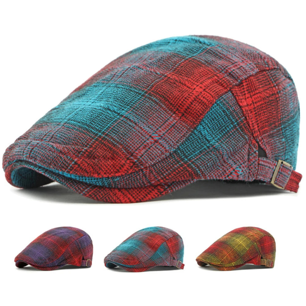 Bright Plaid Ivy Beret Caps