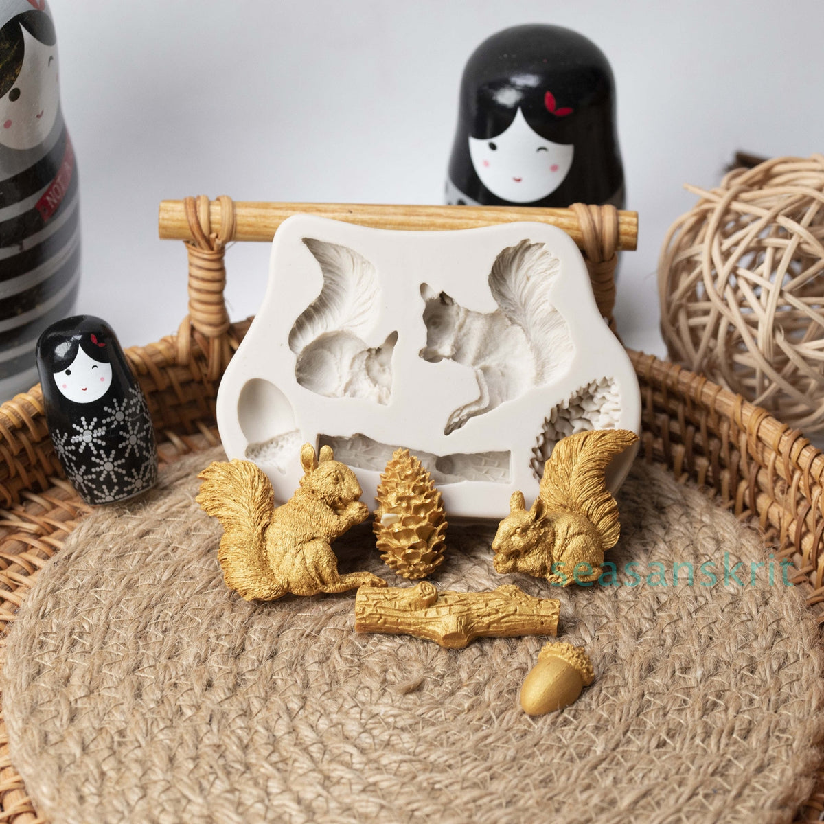 Squirrel Silicone Mould DIY Cake Baking Decoration Fudge Cookie Chocolate Soap Clay Resin Mould