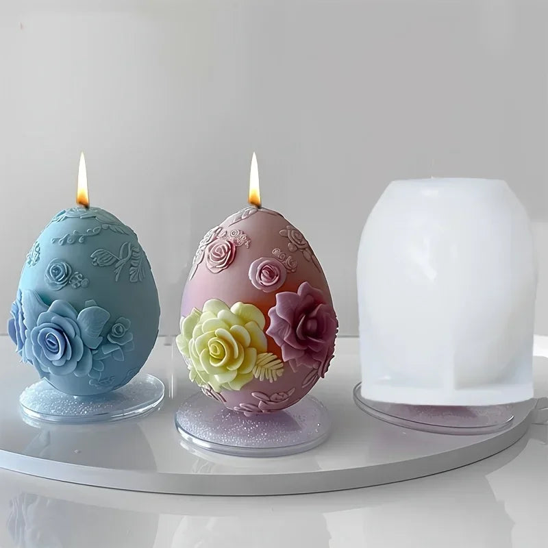 3D Easter Rabbit Relief Egg Silicone Mould Resin Candle Soap Plaster DIY Crafts