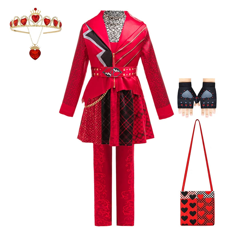 Descendants Cosplay Red Pink Chloe Kids Clothes Halloween Book Week Costumes