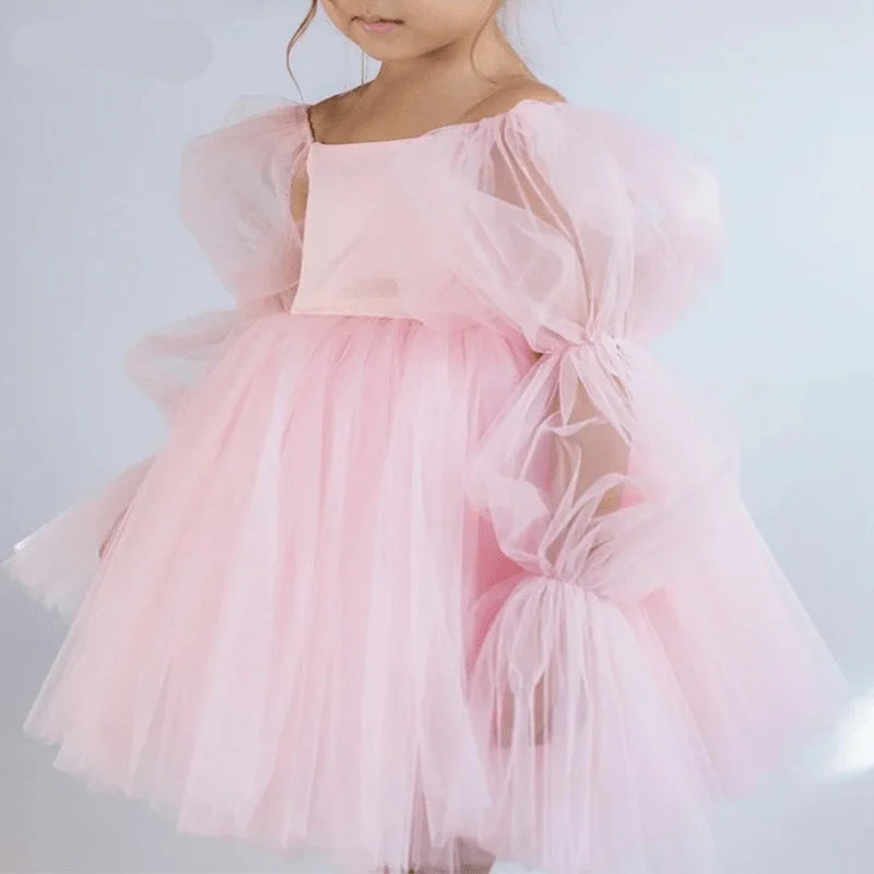 Fashions on The Field Girl Tutu Dress Puff Sleeve Infant Toddler Wedding Party Birthday Dress