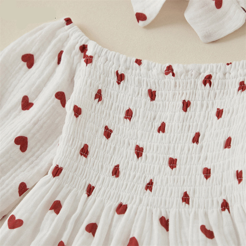 Valentines Day Easter St Patricks Christmas Baby Girls Heart Print Romper with Headband