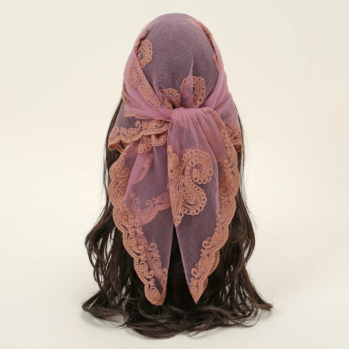 Lace Paisley Embroidered Square Bandana Scarf 23 Colours