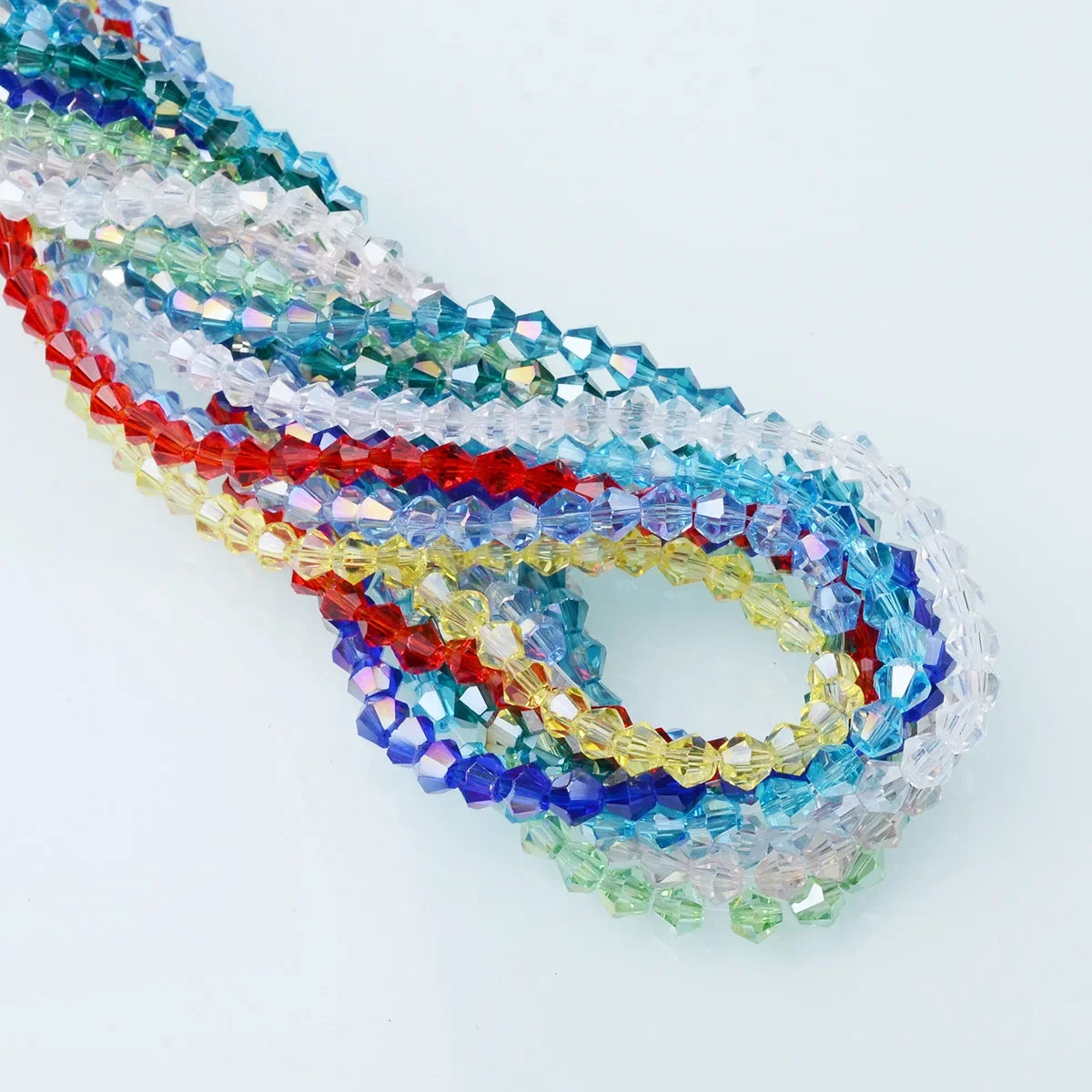 3/4/6mm Rainbow Austria Bicone Crystal Beads AB Colour Faceted Glass Beads for DIY Jewellery Making