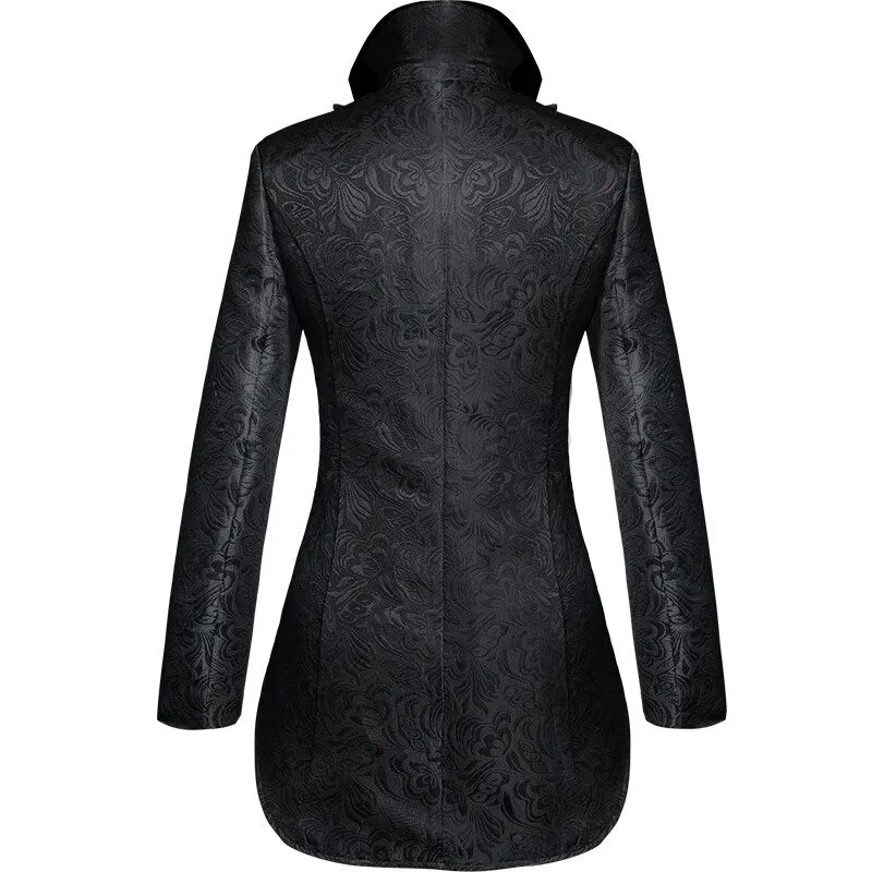 Mens Steampunk Victorian Gothic Jacquard Tailcoat Jacket Stage Performance Costumes