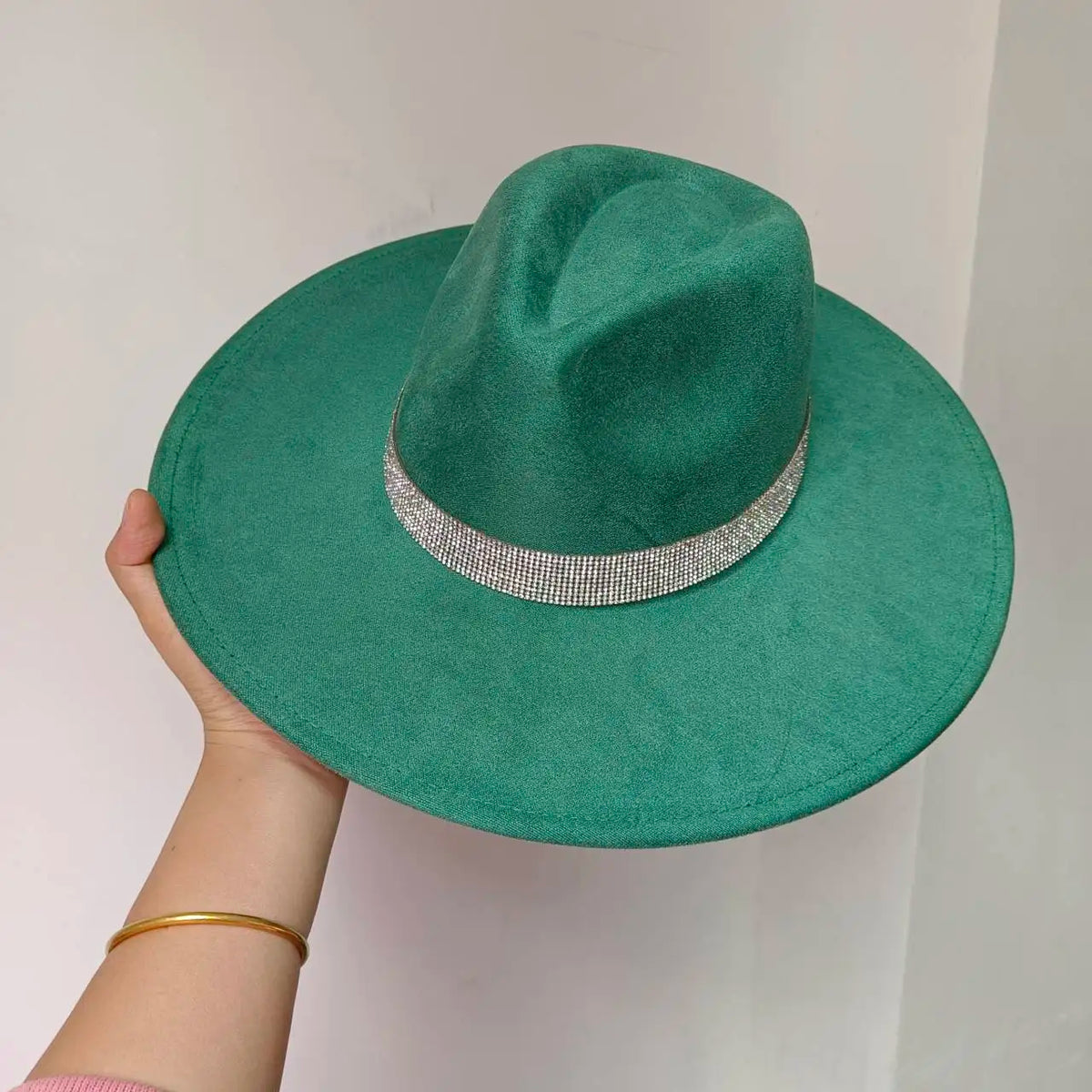 Faux Suede 10cm Wide Brim Fedora Hats