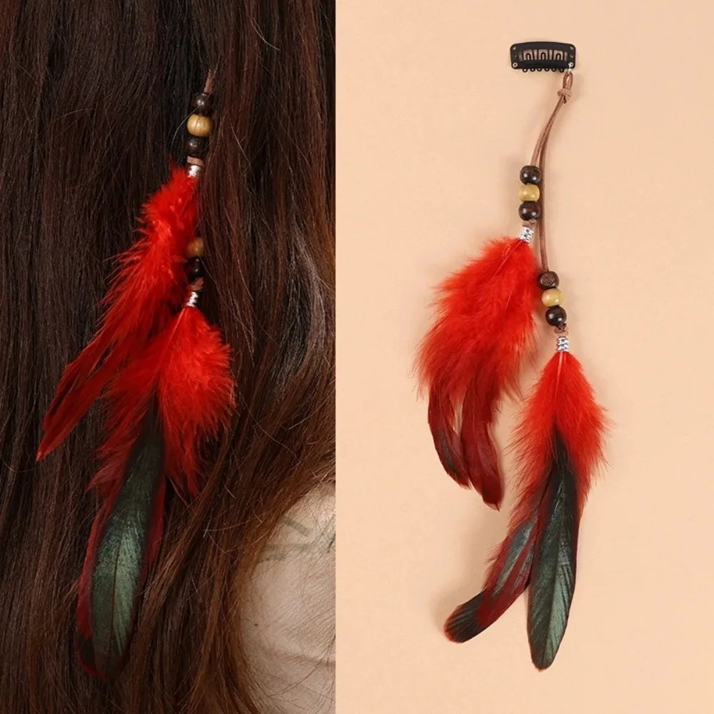 Boho Feather Hair Clips Headdress Festival Hair