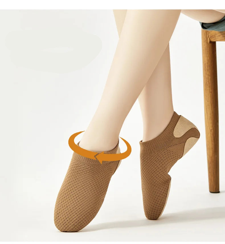 Dance Practice Shoes Latin Ballroom Jazz Tango Ballet Training Teaching Knitted Flat Shoes