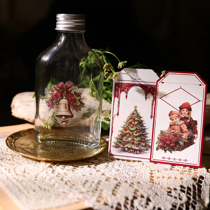 Vintage Christmas Snowman RUB ON Transfer Stickers Junk Journal Mushroom DIY Scrapbooking Craft