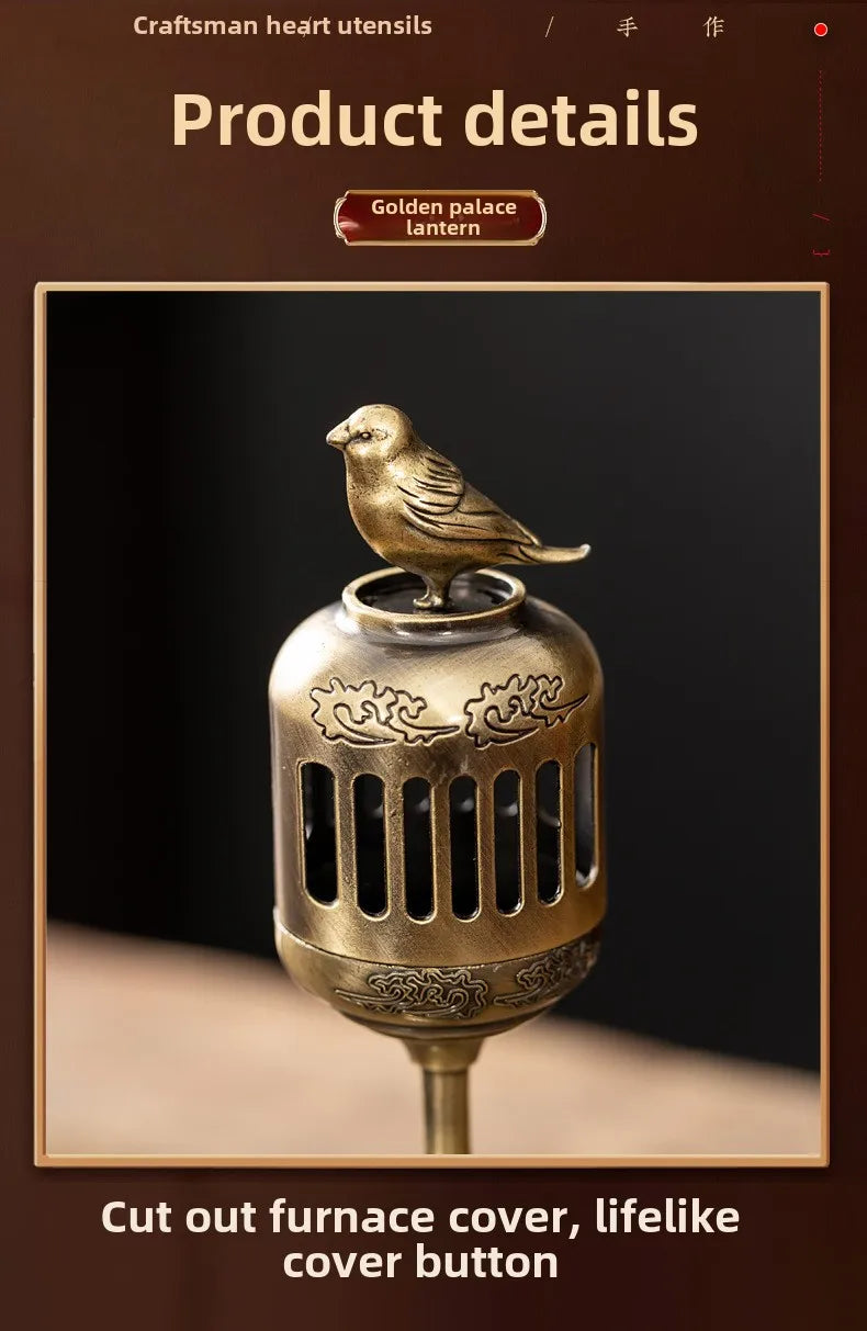 Brass Censer Incense Smoker Holder Bird House Ornaments Home Decor
