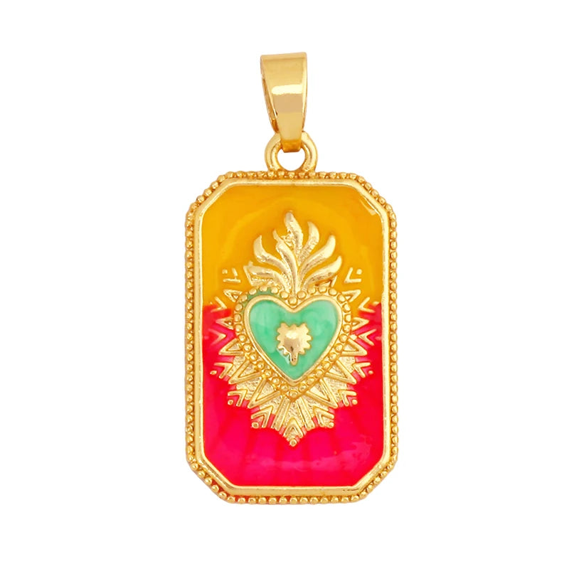Enamel Heart Flower Dolphin Charm Pendants 18K Gold Plated DIY Bracelets Necklaces Jewellery Making Supplies