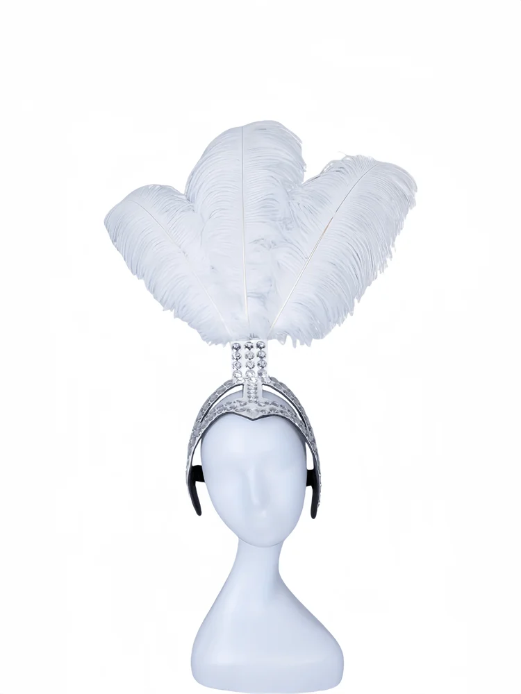Rhinestone Feather Carnival Headpiece Stage Performances Mardi Gras Festival Wear