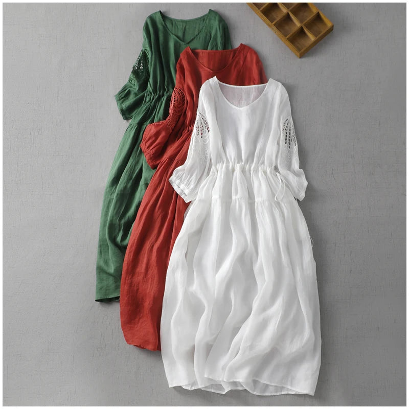 Ramie Cotton Dress Summer Dresses