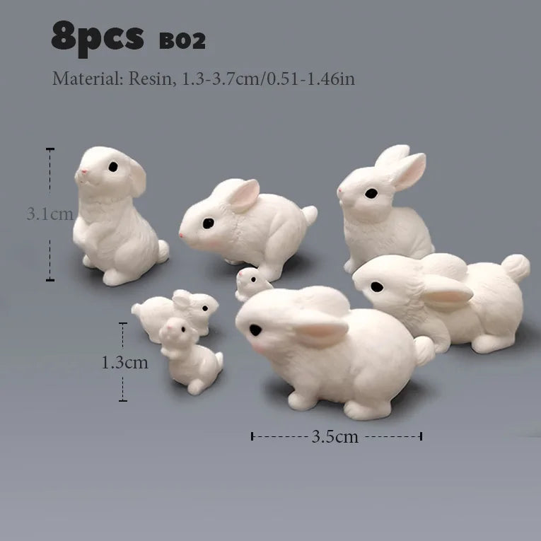 White Rabbits Resin Miniatures Easter Bunny Decoration Dollhouse Toys