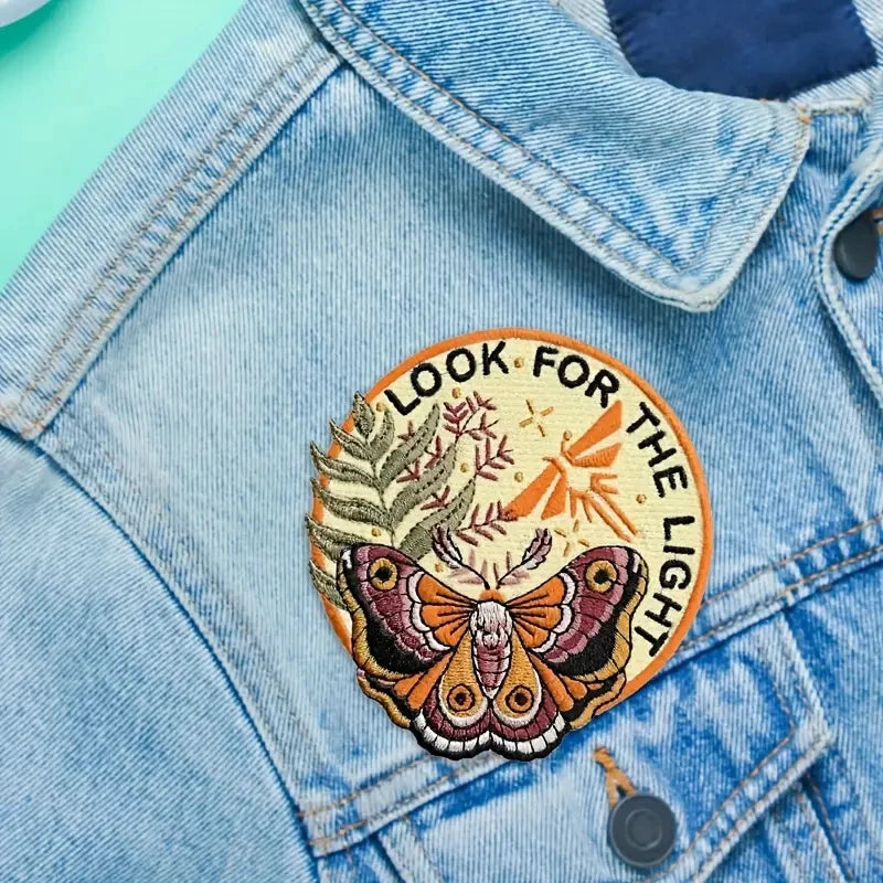 Look For Light Moth Embroidered Iron On Patch DIY Craft