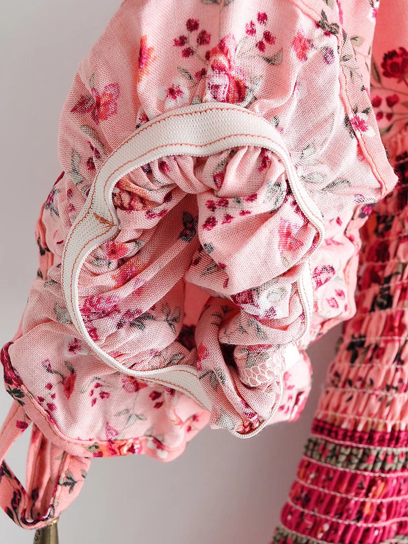Anahita Bohemian Floral Shirred Dress