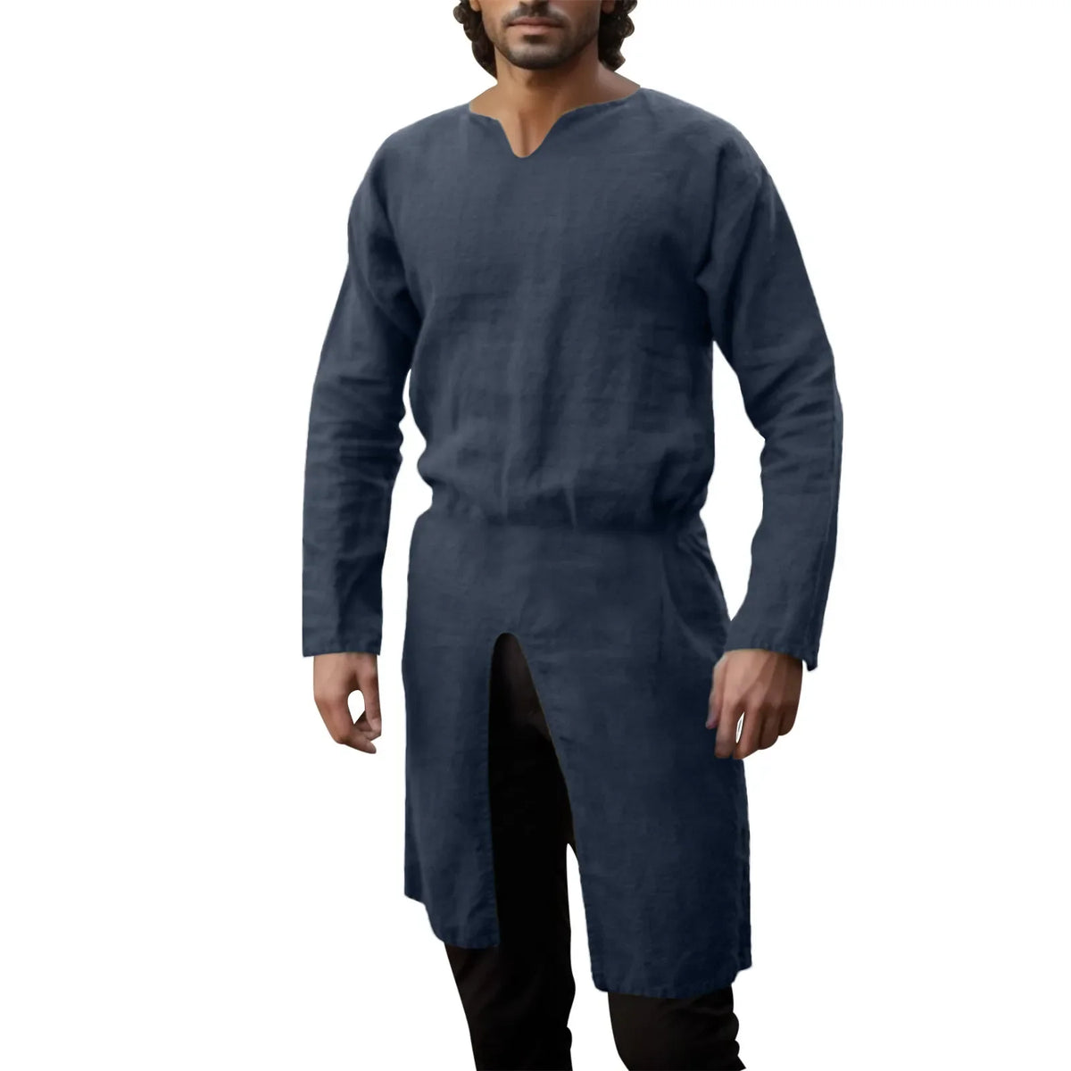 Medieval Renaissance Linen Tunic Long Shirt Knight Vikings Pirate Cosplay Costumes