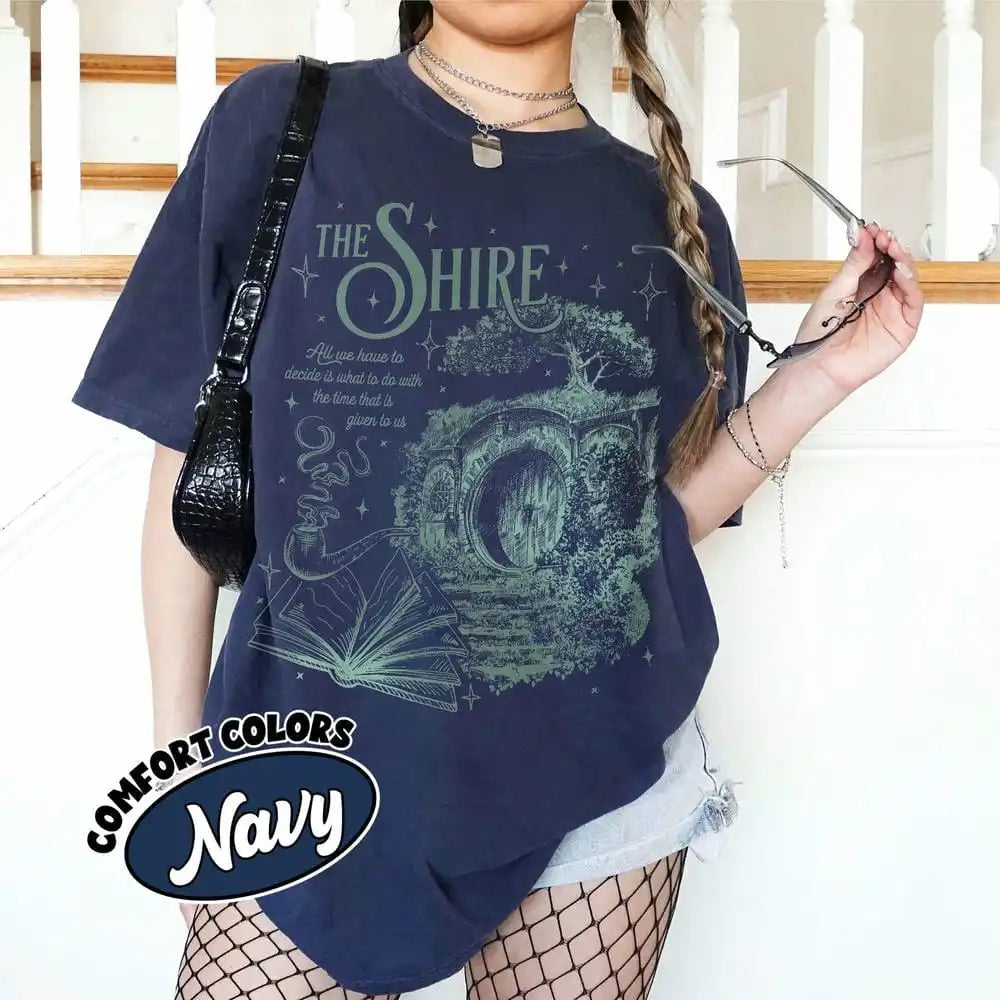 The Shire LOTR Unisex T-Shirt Cotton Tee Fantasy Book Lover Second Breakfast