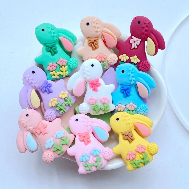 10Pcs Mini 25*30mm Rabbit Flat Back Resin Scrapbooking DIY Jewellery Craft Decoration