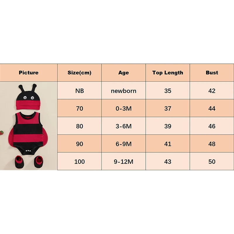 4 Piece Baby Ladybug Romper Set Wings Hat Socks Baby Clothes