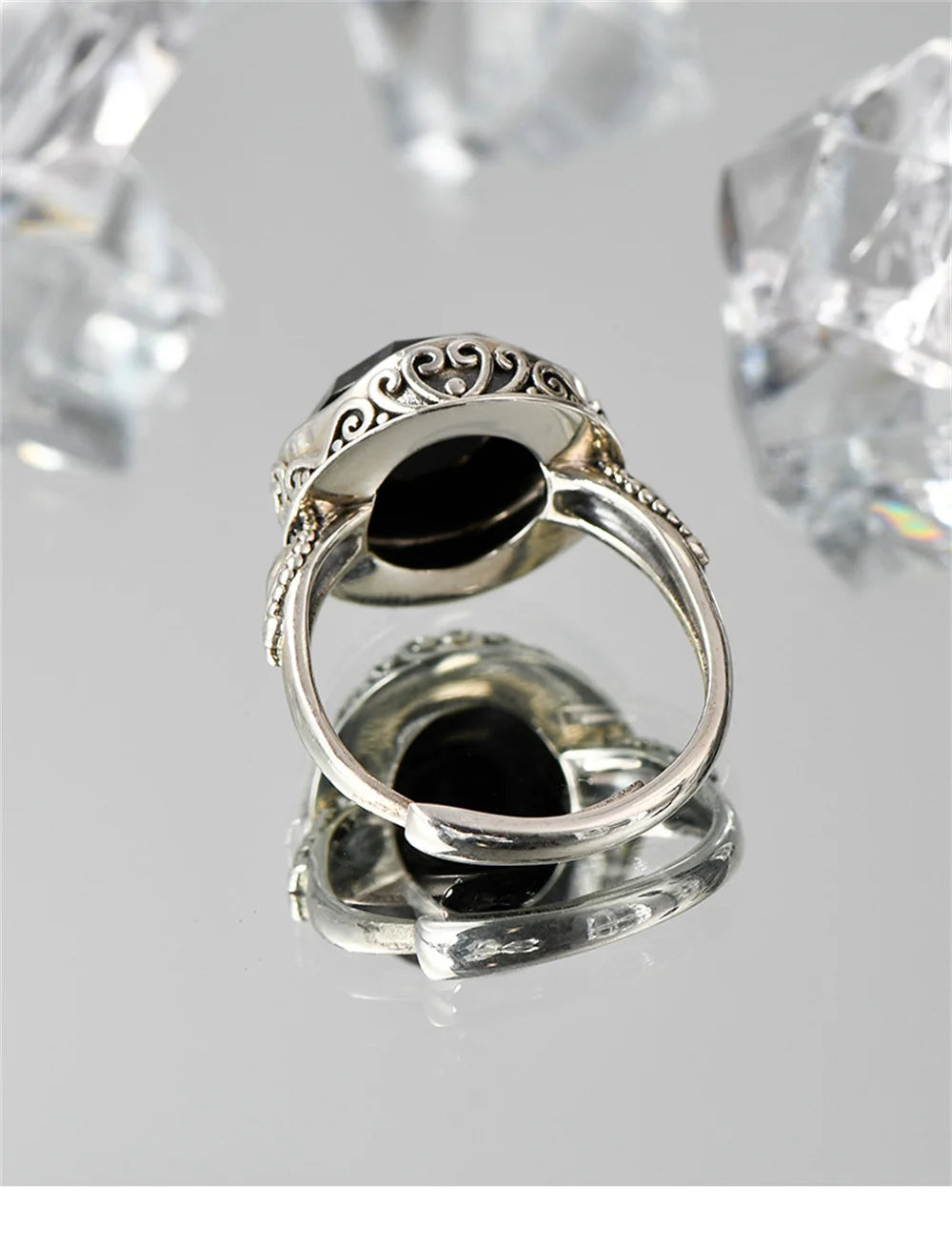 The Night's Court S925 Sterling Silver Ring Ancient Totem Rhombus Agate