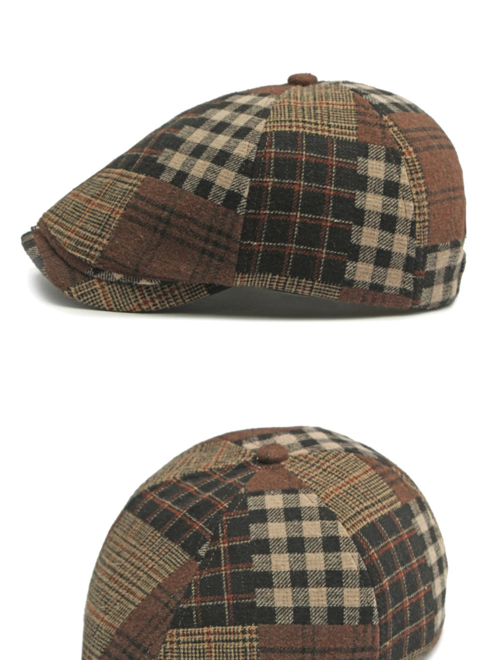 Patchwork Plaid Cabbie Beret Hat