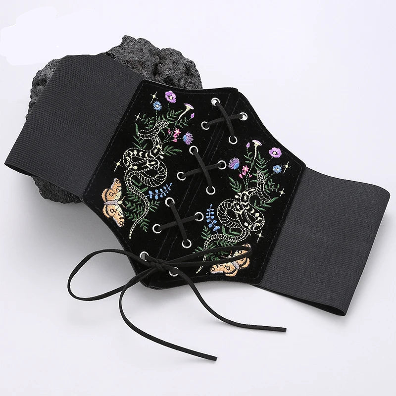 Woodland Velvet Embroidered Waist Belt Ren Fair Wear