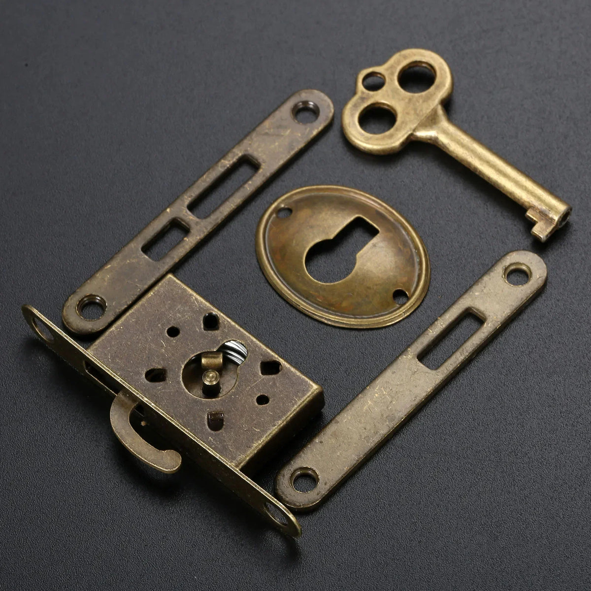 Antiqued Door Lock Set Furniture Hardware Fittings Counter Drawer Bronze Sliding Door Lock with Key