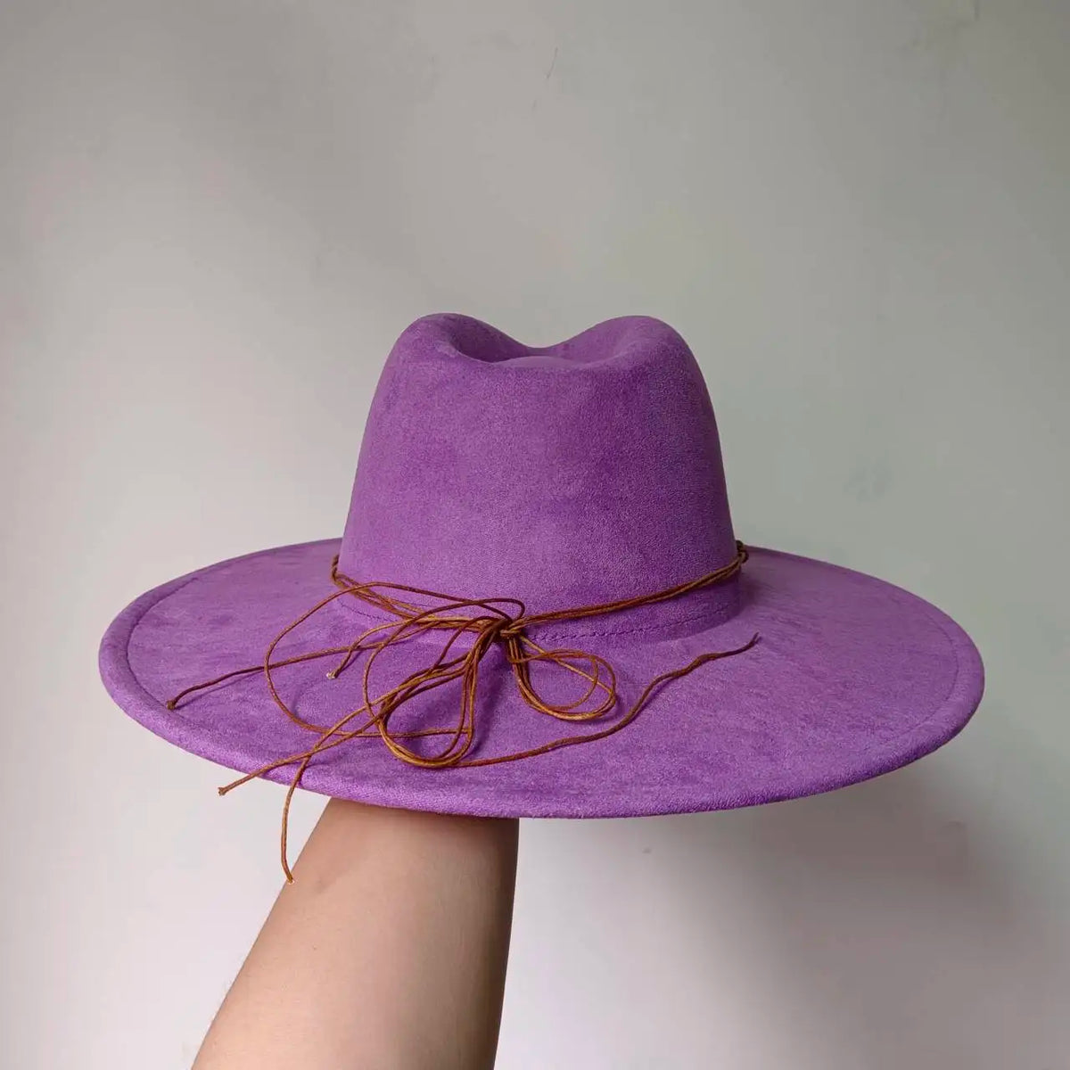 Faux Suede 10cm Wide Brim Fedora Hats