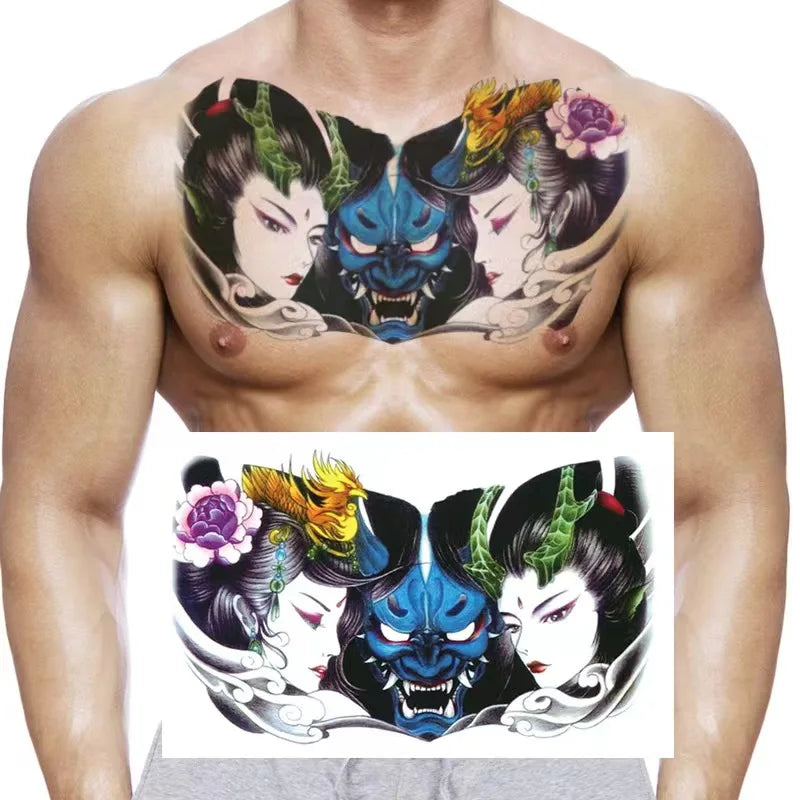 Dark Flower Collar Body Art Temporary Tattoo Chest Clavicle Tattoo Sticker