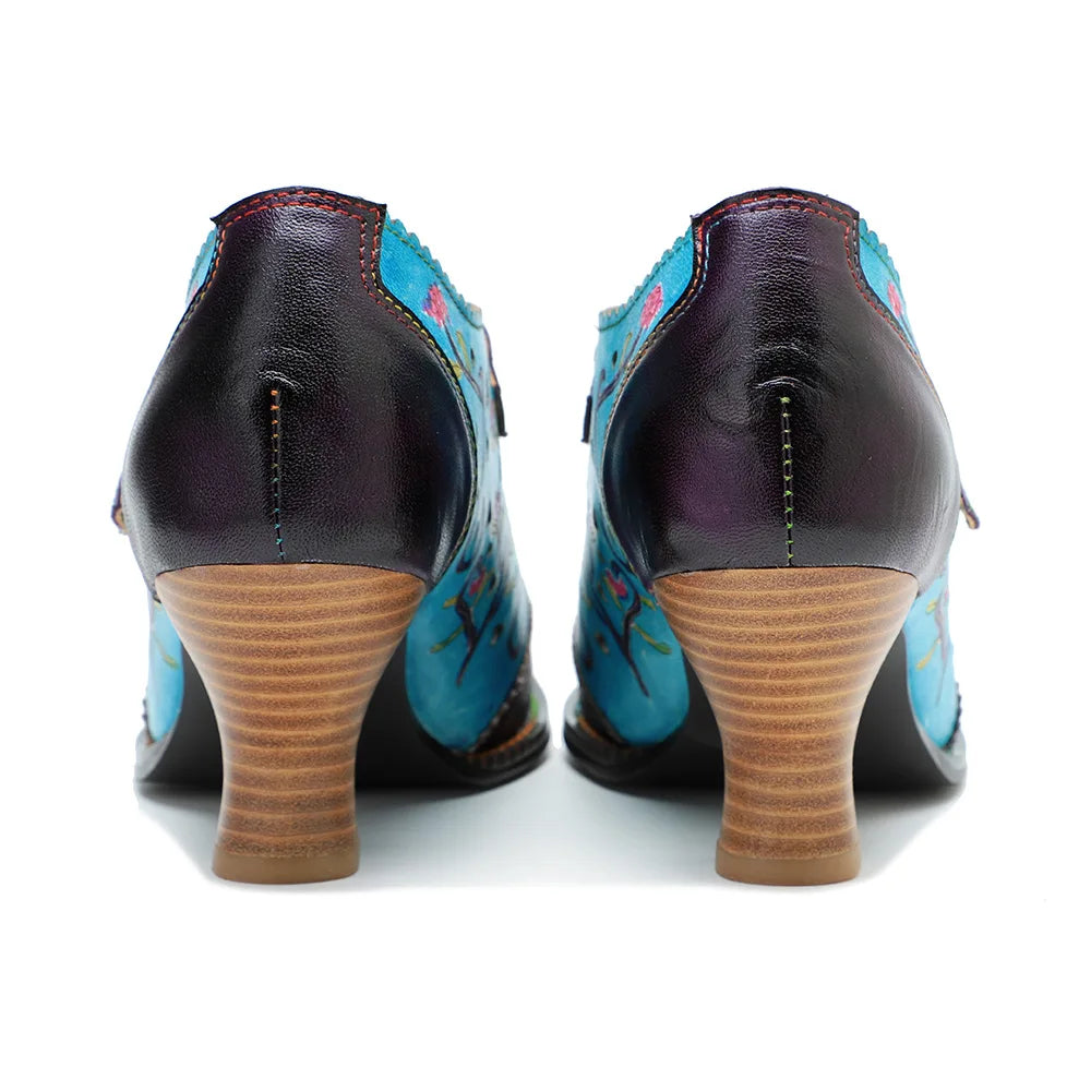 Moggy's Genuine Leather Pumps Hand-painted Shoes
