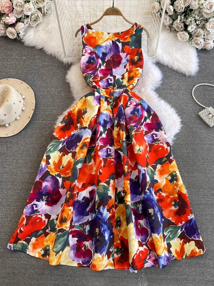 Spring Races Floral Tank Dress with Pockets