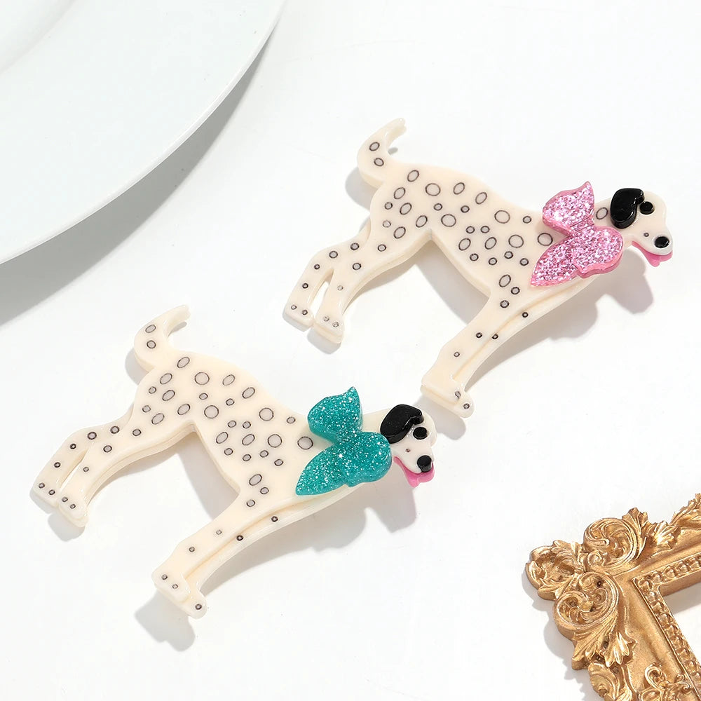 Acrylic Brooch Dalmatian Dog with Rainbow Wellingtons